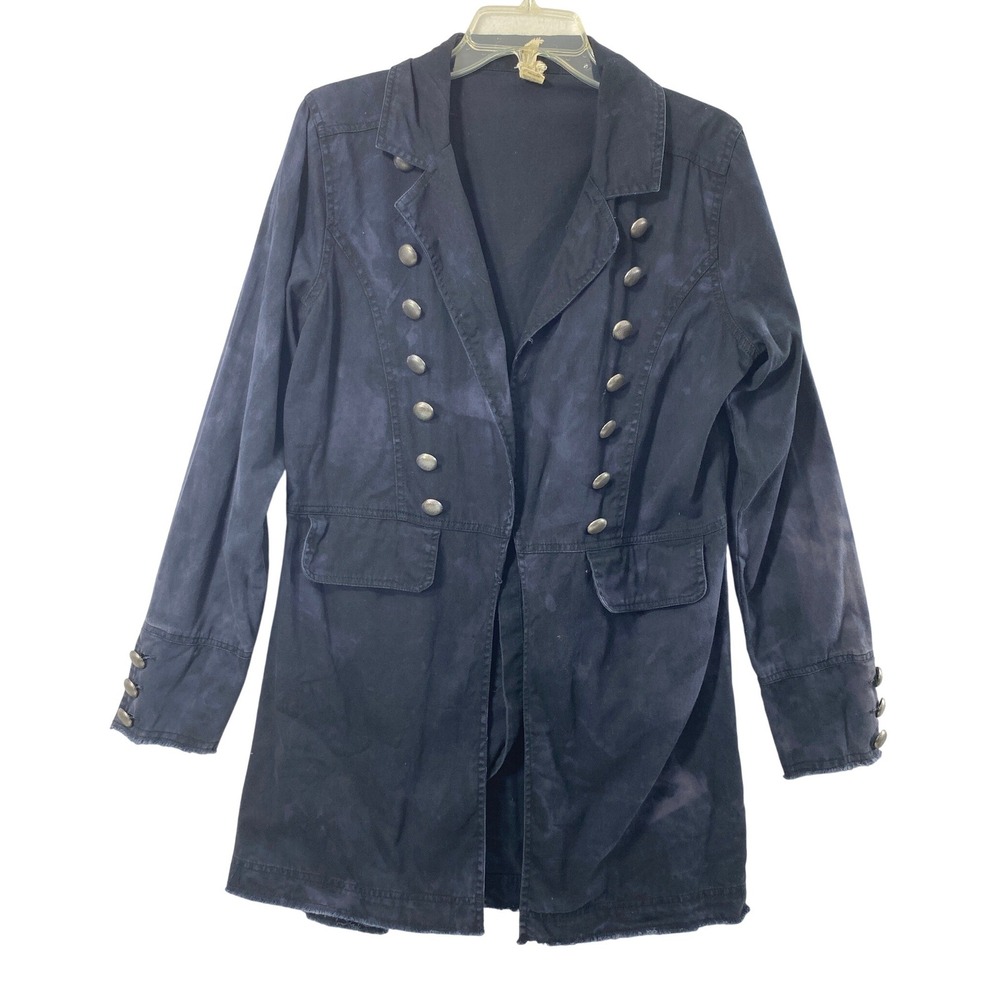 Gimmicks Military Button Longline Jacket Women M Black Faded Grunge Goth Punk